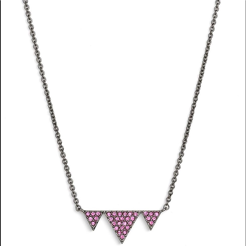 NADRI HEMATITE PLATE HOT PINK CRYSTAL NECKLACE NWT